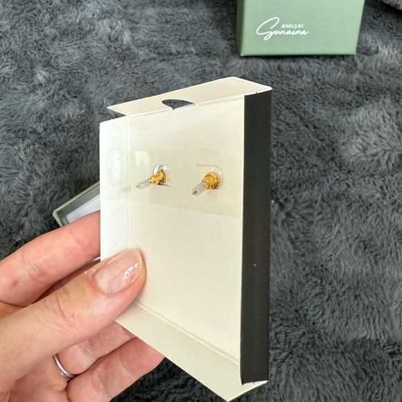 Narina Studs Stone Encrusted Gold Teardrop Earrings - Picture 5 of 6